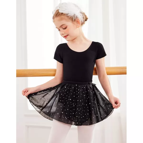 Zaclotre Girls Ballet Skirt Sparkly Chiffon Pull On Dance Skirts for ToddlerKids Dancewear 2 PackBlackgreen
