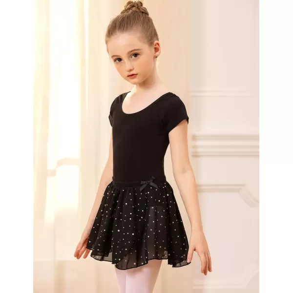Zaclotre Girls Ballet Skirt Sparkly Chiffon Pull On Dance Skirts for ToddlerKids Dancewear 2 PackBlackgreen