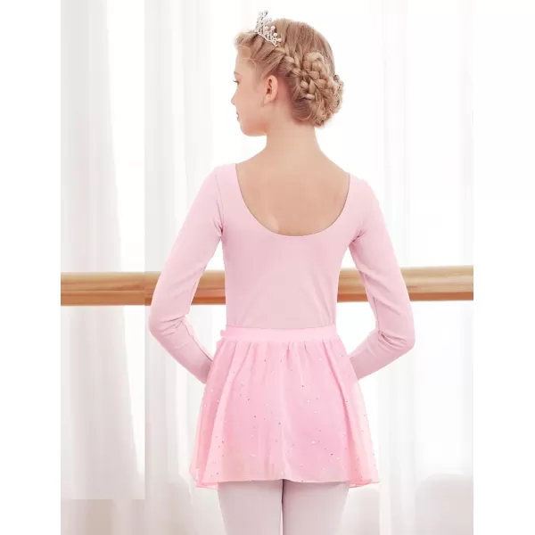 Zaclotre Girls Ballet Skirt Sparkly Chiffon Pull On Dance Skirts for ToddlerKids Dancewear 2 PackPinkblue