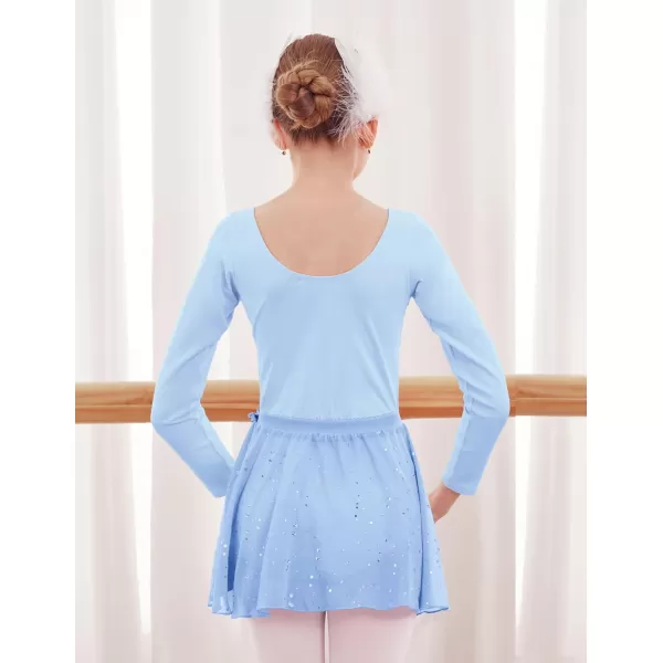 Zaclotre Girls Ballet Skirt Sparkly Chiffon Pull On Dance Skirts for ToddlerKids Dancewear 2 PackPinkblue