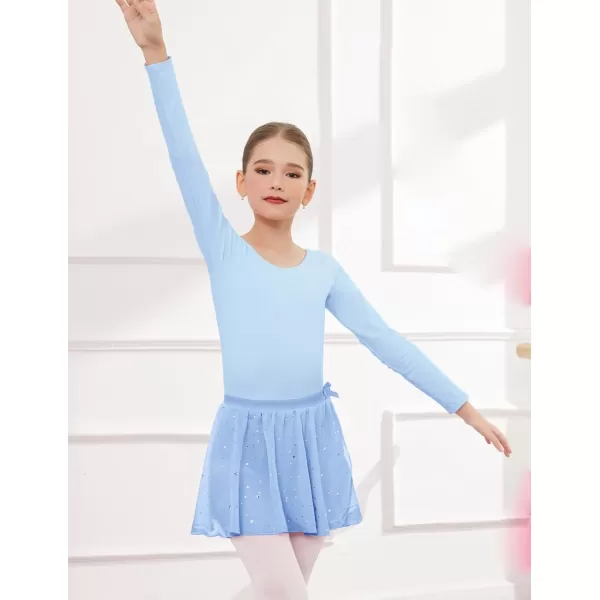 Zaclotre Girls Ballet Skirt Sparkly Chiffon Pull On Dance Skirts for ToddlerKids Dancewear 2 PackPinkblue