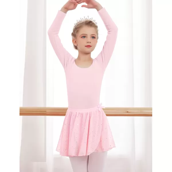 Zaclotre Girls Ballet Skirt Sparkly Chiffon Pull On Dance Skirts for ToddlerKids Dancewear 2 PackPinkblue