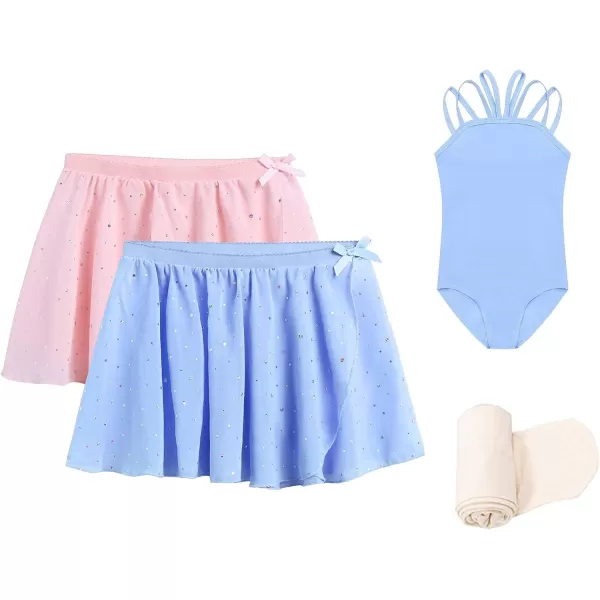Zaclotre Girls Ballet Skirt Sparkly Chiffon Pull On Dance Skirts for ToddlerKids Dancewear 2 PackPinkblue