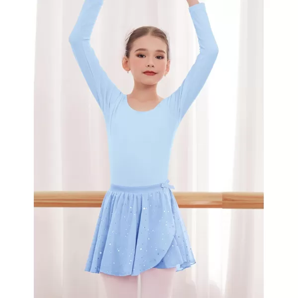 Zaclotre Girls Ballet Skirt Sparkly Chiffon Pull On Dance Skirts for ToddlerKids Dancewear 2 PackPinkblue