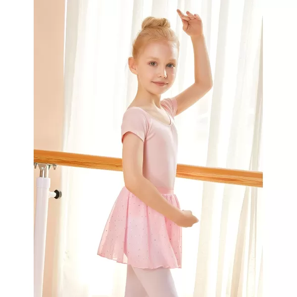 Zaclotre Girls Ballet Skirt Sparkly Chiffon Pull On Dance Skirts for ToddlerKids Dancewear 2 PackPinkpink