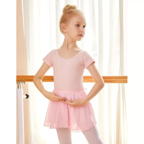 Zaclotre Girls Ballet Skirt Sparkly Chiffon Pull On Dance Skirts for ToddlerKids Dancewear 2 PackPinkpink