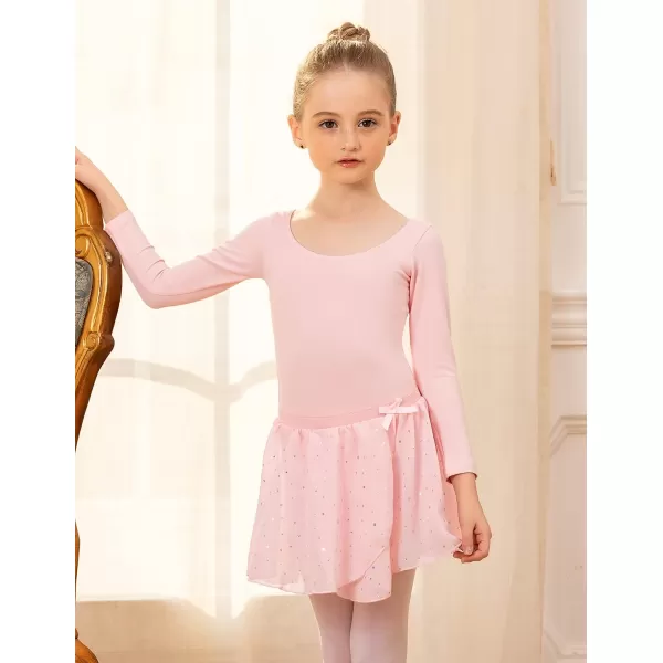 Zaclotre Girls Ballet Skirt Sparkly Chiffon Pull On Dance Skirts for ToddlerKids Dancewear 2 PackPinkpink