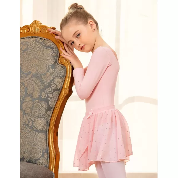 Zaclotre Girls Ballet Skirt Sparkly Chiffon Pull On Dance Skirts for ToddlerKids Dancewear 2 PackPinkpink