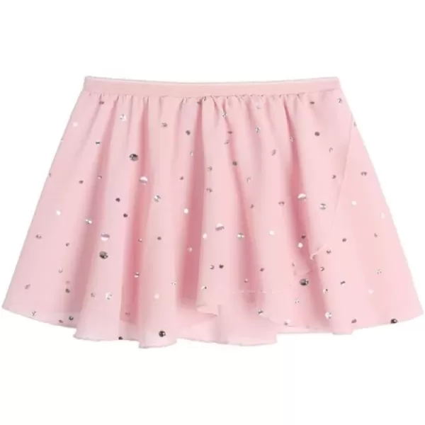 Zaclotre 3 Pack Girls Ballet Skirts Dance Skirt Chiffon Wrap for ToddlerKidsLittle Girl DancewearBallet Pink Shiny