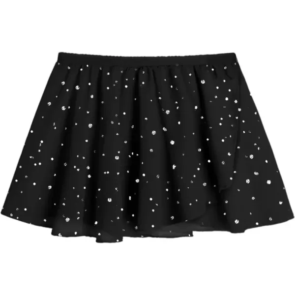 Zaclotre 3 Pack Girls Ballet Skirts Dance Skirt Chiffon Wrap for ToddlerKidsLittle Girl DancewearBlack Shiny