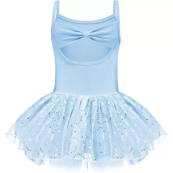 Zaclotre Girls Ballet Skirted Leotard Dance Tutu DressBlueBow Back