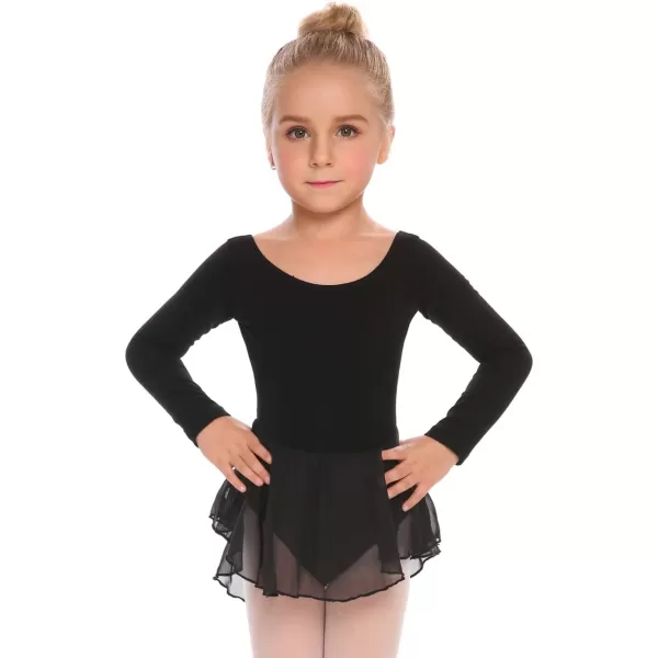 Arshiner Kids Girls Classic Long Sleeve Leotard Dance Ballet DressBlack