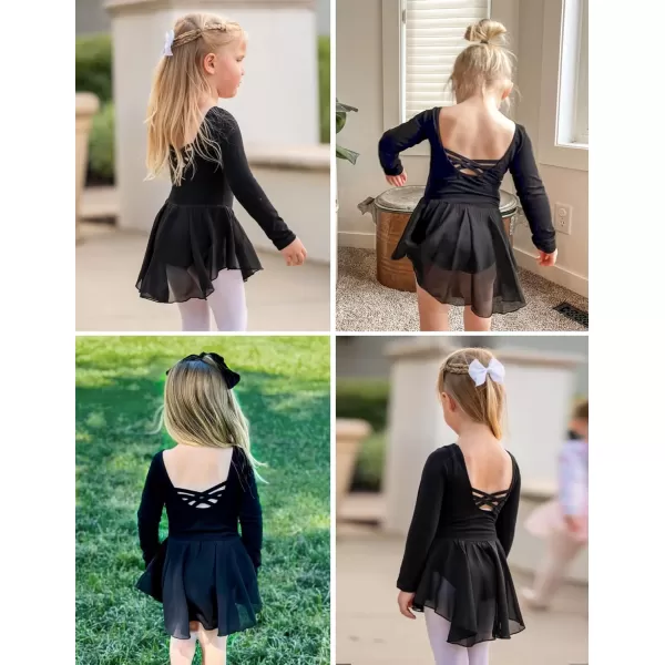 Arshiner Kids Girls Classic Long Sleeve Leotard Dance Ballet DressBlack