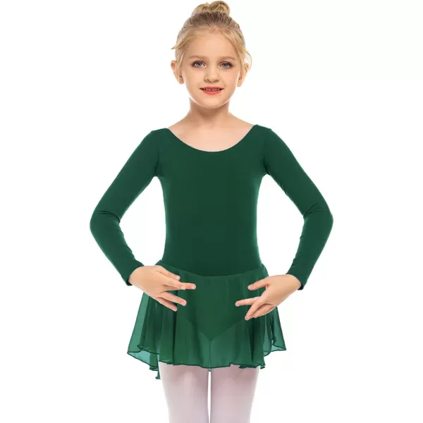Arshiner Kids Girls Classic Long Sleeve Leotard Dance Ballet DressGreen
