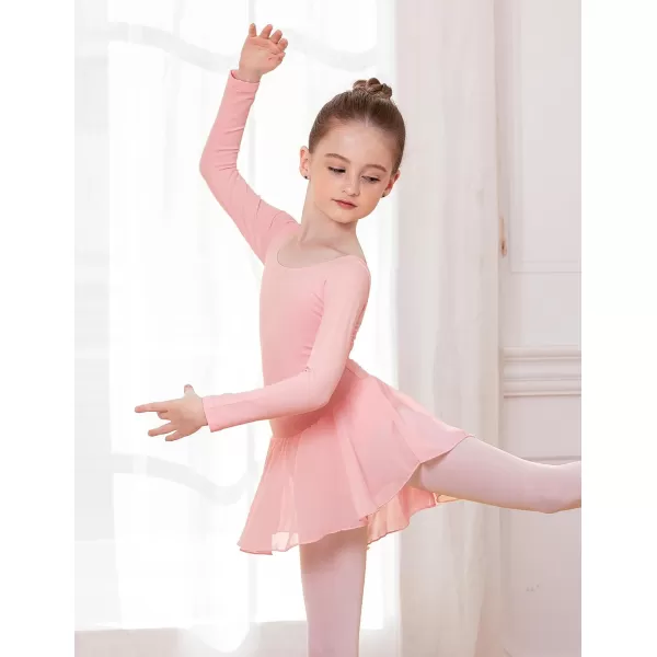 Arshiner Kids Girls Classic Long Sleeve Leotard Dance Ballet DressLight Pink