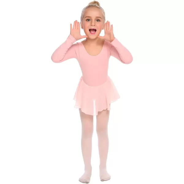 Arshiner Kids Girls Classic Long Sleeve Leotard Dance Ballet DressLight Pink