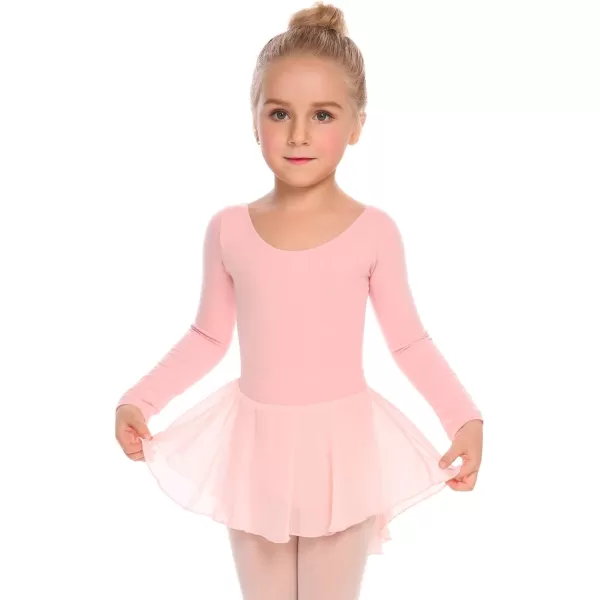 Arshiner Kids Girls Classic Long Sleeve Leotard Dance Ballet DressLight Pink