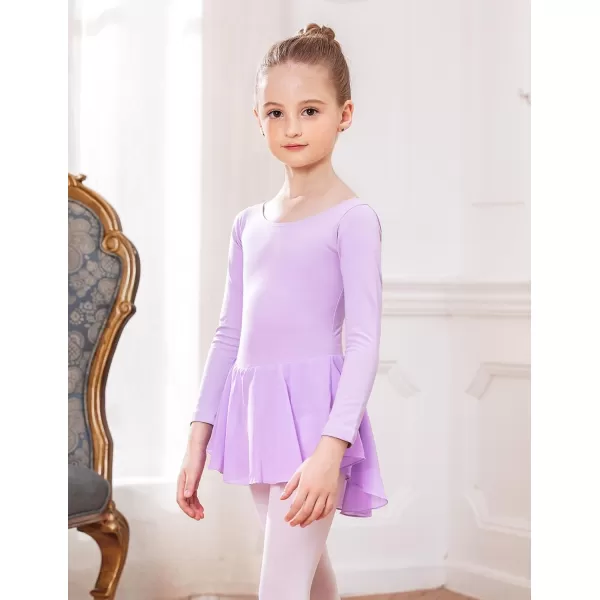 Arshiner Kids Girls Classic Long Sleeve Leotard Dance Ballet DressLilac