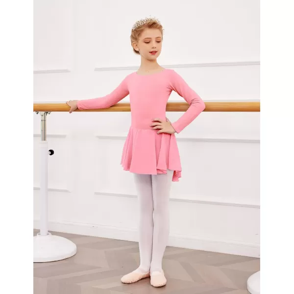 Arshiner Kids Girls Classic Long Sleeve Leotard Dance Ballet DressPink
