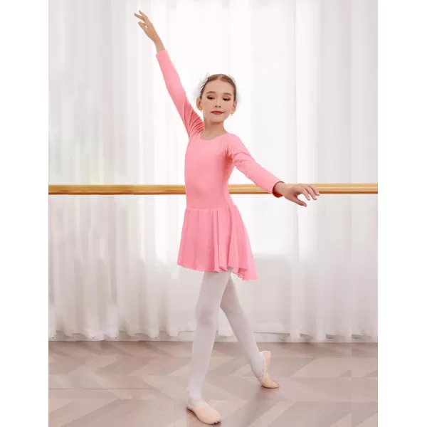 Arshiner Kids Girls Classic Long Sleeve Leotard Dance Ballet DressPink