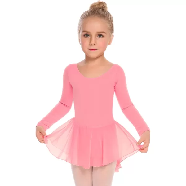 Arshiner Kids Girls Classic Long Sleeve Leotard Dance Ballet DressPink