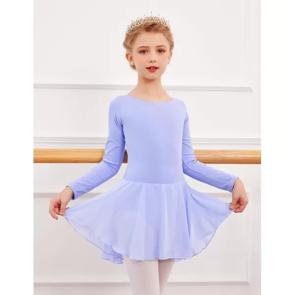 Arshiner Kids Girls Classic Long Sleeve Leotard Dance Ballet DressSky Blue