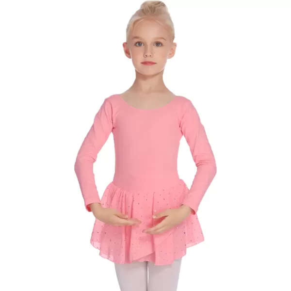 Arshiner Kids Girls Classic Long Sleeve Leotard Dance Ballet DressZdark Pink