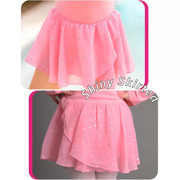 Arshiner Kids Girls Classic Long Sleeve Leotard Dance Ballet DressZdark Pink