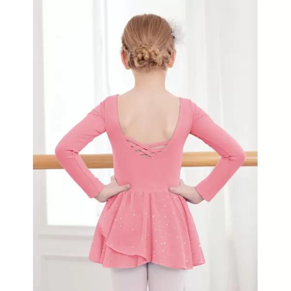 Arshiner Kids Girls Classic Long Sleeve Leotard Dance Ballet DressZdark Pink