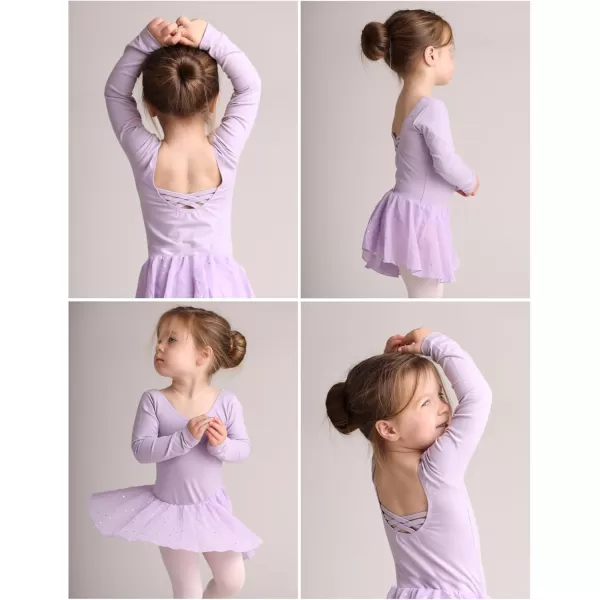 Arshiner Kids Girls Classic Long Sleeve Leotard Dance Ballet DressZlilac