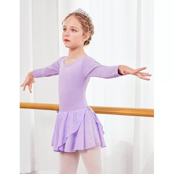 Arshiner Kids Girls Classic Long Sleeve Leotard Dance Ballet DressZlilac