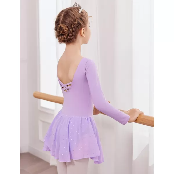 Arshiner Kids Girls Classic Long Sleeve Leotard Dance Ballet DressZlilac