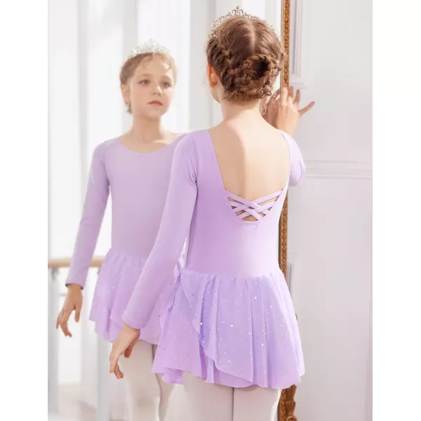 Arshiner Kids Girls Classic Long Sleeve Leotard Dance Ballet DressZlilac