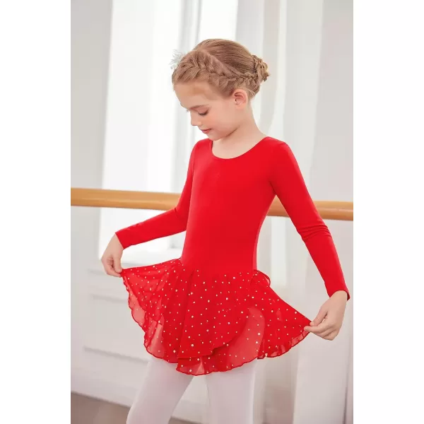 Arshiner Kids Girls Classic Long Sleeve Leotard Dance Ballet DressZred