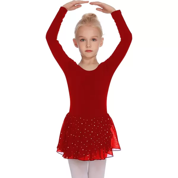 Arshiner Kids Girls Classic Long Sleeve Leotard Dance Ballet DressZred