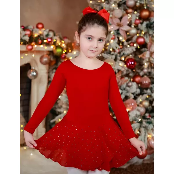 Arshiner Kids Girls Classic Long Sleeve Leotard Dance Ballet DressZred