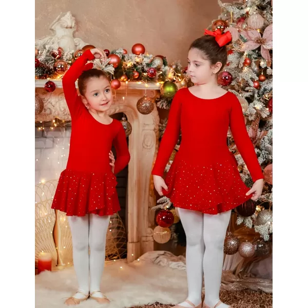 Arshiner Kids Girls Classic Long Sleeve Leotard Dance Ballet DressZred