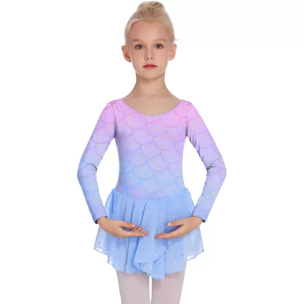 Arshiner Kids Girls Classic Long Sleeve Leotard Dance Ballet DressZshiny Mermaid