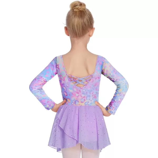 Arshiner Kids Girls Classic Long Sleeve Leotard Dance Ballet DressRainbow Leopard