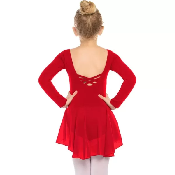 Arshiner Kids Girls Classic Long Sleeve Leotard Dance Ballet DressRed