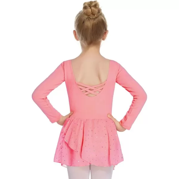 Arshiner Kids Girls Classic Long Sleeve Leotard Dance Ballet DressZdark Pink