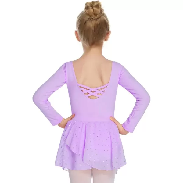 Arshiner Kids Girls Classic Long Sleeve Leotard Dance Ballet DressZlilac