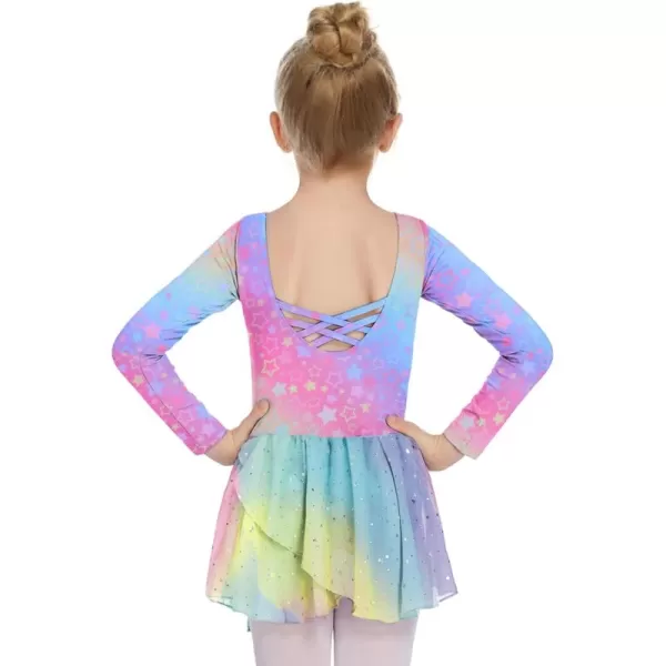 Arshiner Kids Girls Classic Long Sleeve Leotard Dance Ballet DressZrainbow Star