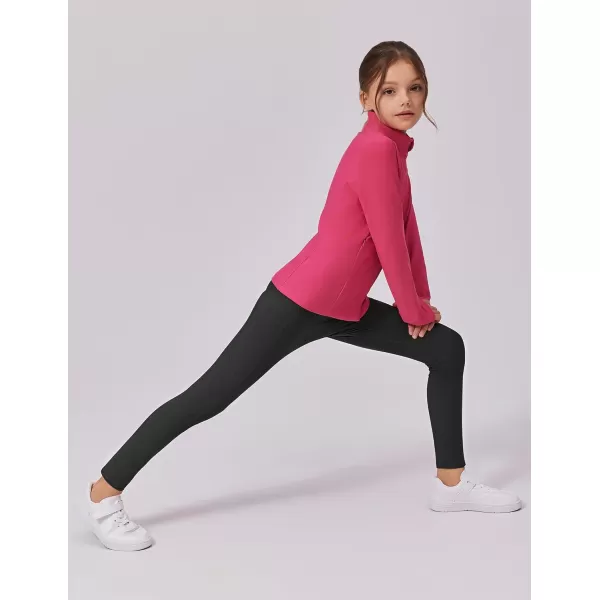 Zaclotre Girls Fleece Lined Leggings Warm Winter Running Tights for Kids High Waist Athletic Yoga Pants with PocketsBlack