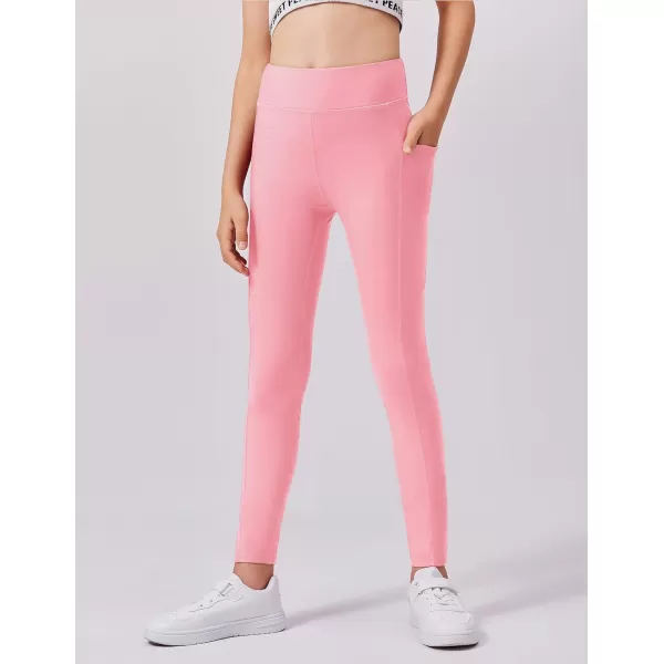 Zaclotre Girls Fleece Lined Leggings Warm Winter Running Tights for Kids High Waist Athletic Yoga Pants with PocketsPink
