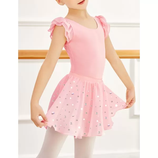 Zaclotre 3 Pack Girls Ballet Skirts Dance Skirt Chiffon Wrap for ToddlerKidsLittle Girl DancewearBallet Pink Shiny