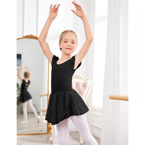Zaclotre 3 Pack Girls Ballet Skirts Dance Skirt Chiffon Wrap for ToddlerKidsLittle Girl DancewearBlack Shiny