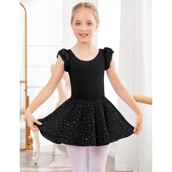 Zaclotre 3 Pack Girls Ballet Skirts Dance Skirt Chiffon Wrap for ToddlerKidsLittle Girl DancewearBlack Shiny