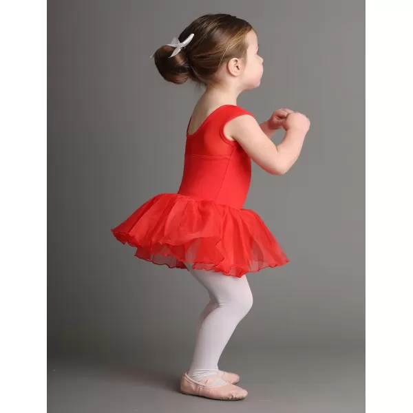 Zaclotre Girls Ballet Leotards Sparkly Sleevesless Mesh Dance Dress Tutu Ballerina Costume for KidsRed