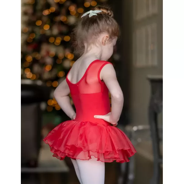 Zaclotre Girls Ballet Leotards Sparkly Sleevesless Mesh Dance Dress Tutu Ballerina Costume for KidsRed